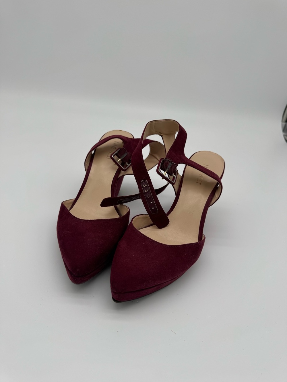 Nine West Burgundy Pointed-Toe Ankle Strap Pumps